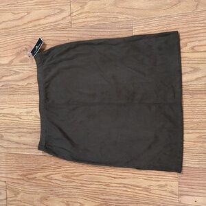Brown pencil skirt size XL suede feel side slits stretchy Jules & Leopold NEW